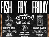 Black  Fish Fry Ad Flyer Flyer (us Letter) template