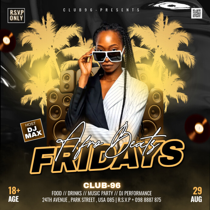 Copy of Black Floral Afro Beats Friday Flyer Instagram Post | PosterMyWall