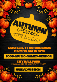 Black Autumn Market Event A4 Template