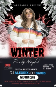Black Floral Black Maximalist Winter Party Night Ad Half Page Wide Half Page Wide template