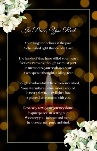 Black Floral Candle Funeral Poem Half Page Wi template
