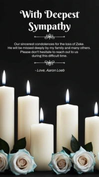 Black Floral Candle Sympathy Instagram Story template
