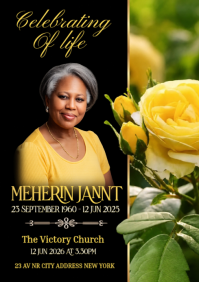 Black Floral Celebration of Life A4 template