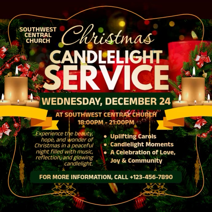 Christmas Candlelight Service Template | PosterMyWall