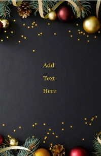 Black Floral Christmas Card  Half Page Wide template