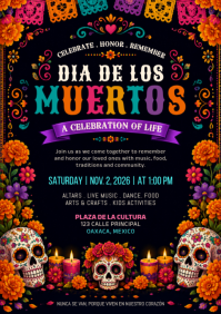 Noir Día de los Muertos Celebration A4 Template
