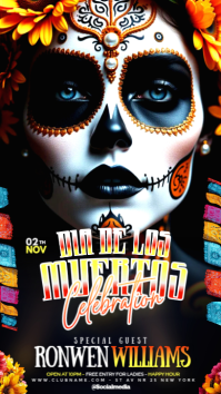 Black Floral Dia De Los Muertos Party  Instagram Story template