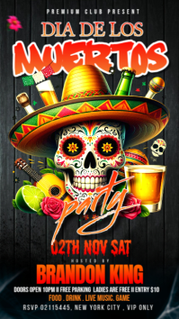 Black Floral Dia De Los Muertos Party Instagram Story template