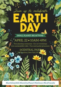 Black Floral Earth Day A5 template