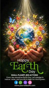 Black Floral Earth Day Instagram Story Video template