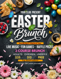 Black Floral Easter Brunch Flyer template