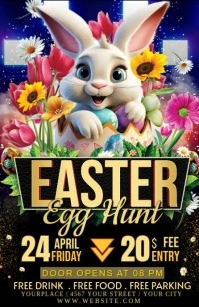 Black Floral Easter Half Page Wide template