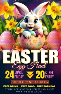 Black Floral Easter Half Page Wide Media Página Ancho template