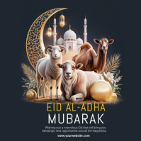Black Floral Eid al-Adha Celebration Instagram Post template