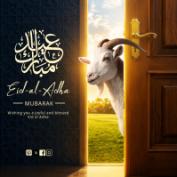 Black Floral Eid al-Adha Celebration Instagram Post Instagram-opslag template