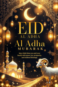 Black Floral Eid al-Adha Celebration Poster template