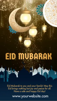 Black Floral Eid Mubarak Celebration Instagram Story Video template