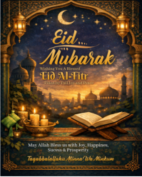 Black Eid Mubarak Instagram Portrait Template