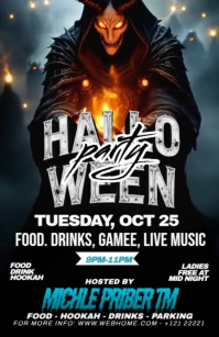 Black Floral Halloween Party Poster Template Tabloid