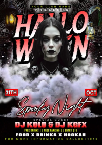 Black Floral Halloween Spooky Party Flyer A2 template
