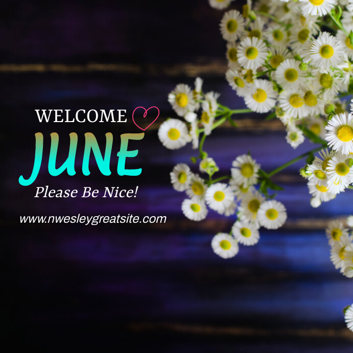 Black Floral Hello June Instagram Post Template | PosterMyWall