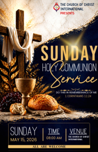 Black Holy Communion Service Tabloid Template