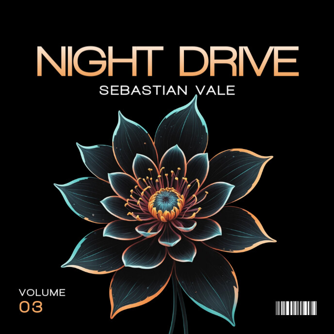 Black Floral Illustrative Album Cover ปกอัลบั้ม template