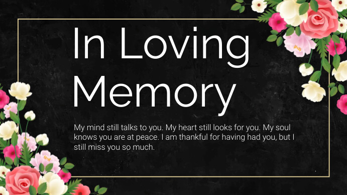 Black Floral In Loving Memory Poster Digital Modelo | PosterMyWall