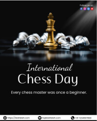 Black Floral International Chess Day Instagram Portrait template