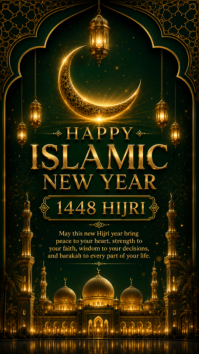 Black Islamic New Year Digitalt display Template