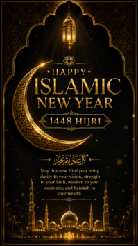 สีดำ Islamic New Year Digitalt display Template