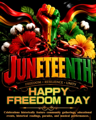 Black Floral Juneteenth Celebration Instagram Portrait Video template