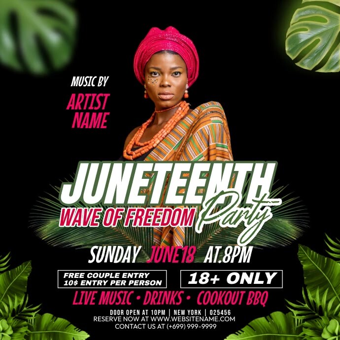 Black Floral Juneteenth Square (1:1) Template | PosterMyWall