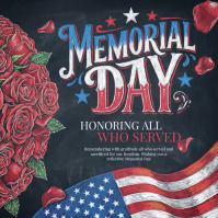 Black Floral Memorial Day Square Video Cuadrado (1:1) template