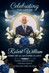 Black Floral Memorial Service Banner 4' × 6' template