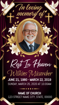 Black Floral Memorial Service Instagram Story template