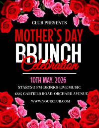 Black Floral Mother's Day Brunch Flyer template
