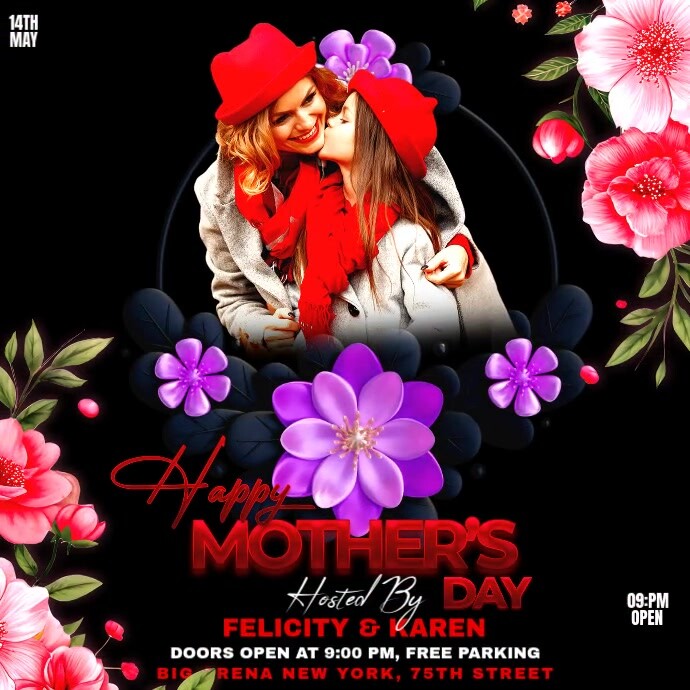 Black Floral Mother's Day  Instagram Post template