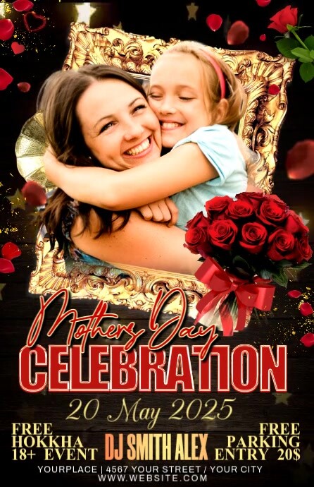 Black Floral Mothers Day Half Page Wide Meia página larga template