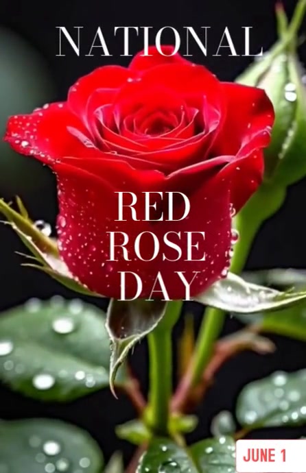 Black Floral National Red Rose Day Video Animation Template Tabloid ...