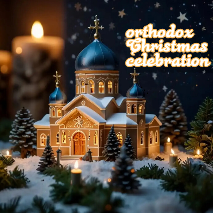 Black Floral Orthodox Christmas Celebration Instagram Post template