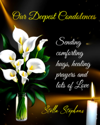 Black Floral Our deep Condolences Messages death sympathy notes greetings card template Instagram Po