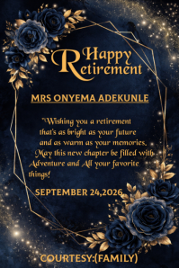 Black Floral Retirement Celebration Pinterest Graphic Pinterest-grafik template