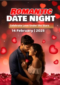 Black Floral Romantic Date Night  A4 template