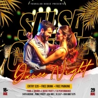 Black Floral Salsa Couple Dance Night Party Flyer Instagram Post template