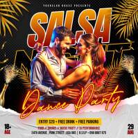 Black Floral Salsa Night Dance Party Flyer Instagram Post template