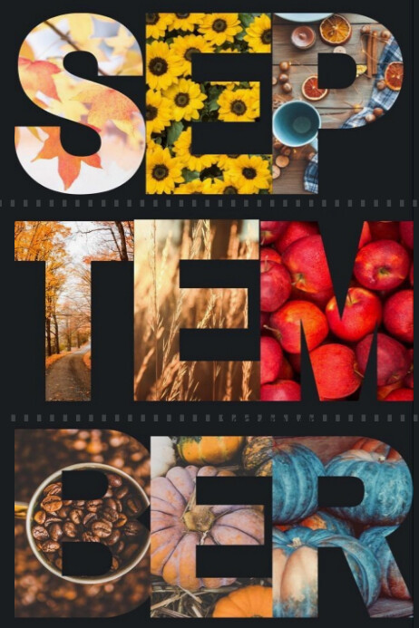 Plantilla de Black Floral September Banner 4' × 6' | PosterMyWall