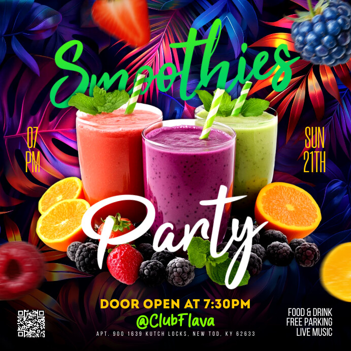Black Floral Smoothie Instagram Post template