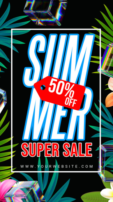 Black Floral Summer Sale Instagram Story Indaba yaku-Instagram template