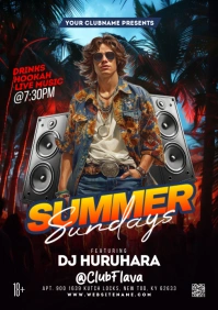 Black Floral Summer Sundays A5 template